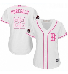 Womens Majestic Boston Red Sox 22 Rick Porcello Authentic White Fashion 2018 World Series Champions MLB Jersey