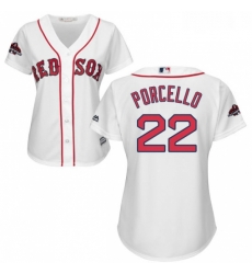 Womens Majestic Boston Red Sox 22 Rick Porcello Authentic White Home 2018 World Series Champions MLB Jersey