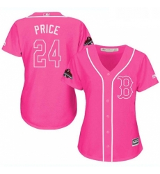 Womens Majestic Boston Red Sox 24 David Price Authentic Pink Fashion 2018 World Series Champions MLB Jersey
