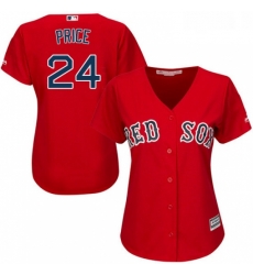 Womens Majestic Boston Red Sox 24 David Price Authentic Red Alternate Home MLB Jersey
