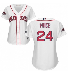 Womens Majestic Boston Red Sox 24 David Price Authentic White Home 2018 World Series Champions MLB Jersey