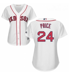Womens Majestic Boston Red Sox 24 David Price Replica White Home MLB Jersey