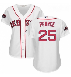 Womens Majestic Boston Red Sox 25 Steve Pearce Authentic White Home 2018 World Series Champions MLB Jersey 