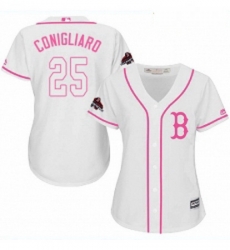 Womens Majestic Boston Red Sox 25 Tony Conigliaro Authentic White Fashion 2018 World Series Champions MLB Jersey 