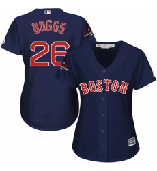 Womens Majestic Boston Red Sox 26 Wade Boggs Authentic Navy Blue Alternate Road 2018 World Series Champions MLB Jersey