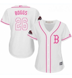 Womens Majestic Boston Red Sox 26 Wade Boggs Authentic White Fashion 2018 World Series Champions MLB Jersey