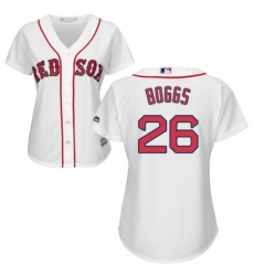Womens Majestic Boston Red Sox 26 Wade Boggs Replica White Home MLB Jersey