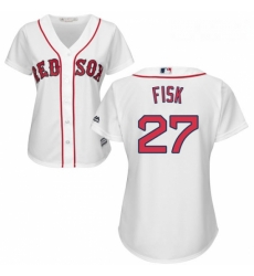 Womens Majestic Boston Red Sox 27 Carlton Fisk Replica White Home MLB Jersey