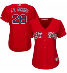 Womens Majestic Boston Red Sox 28 J D Martinez Authentic Red Alternate Home MLB Jersey 