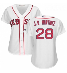 Womens Majestic Boston Red Sox 28 J D Martinez Replica White Home MLB Jersey 