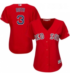 Womens Majestic Boston Red Sox 3 Babe Ruth Authentic Red Alternate Home MLB Jersey