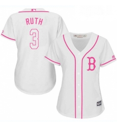Womens Majestic Boston Red Sox 3 Babe Ruth Authentic White Fashion MLB Jersey