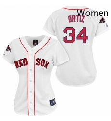 Womens Majestic Boston Red Sox 34 David Ortiz Authentic White 2018 World Series Champions MLB Jersey