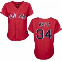 Womens Majestic Boston Red Sox 34 David Ortiz Replica Red MLB Jersey
