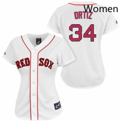 Womens Majestic Boston Red Sox 34 David Ortiz Replica White MLB Jersey