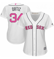 Womens Majestic Boston Red Sox 34 David Ortiz Replica White Mothers Day MLB Jersey
