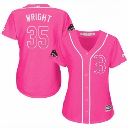 Womens Majestic Boston Red Sox 35 Steven Wright Authentic Pink Fashion 2018 World Series Champions MLB Jersey