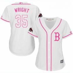 Womens Majestic Boston Red Sox 35 Steven Wright Authentic White Fashion 2018 World Series Champions MLB Jersey
