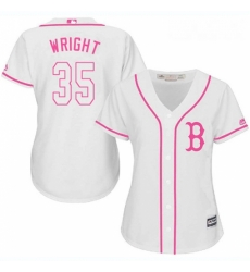 Womens Majestic Boston Red Sox 35 Steven Wright Authentic White Fashion MLB Jersey