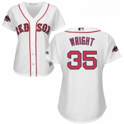 Womens Majestic Boston Red Sox 35 Steven Wright Authentic White Home 2018 World Series Champions MLB Jersey