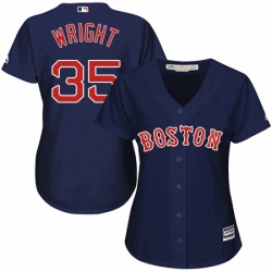 Womens Majestic Boston Red Sox 35 Steven Wright Replica Navy Blue Alternate Road MLB Jersey
