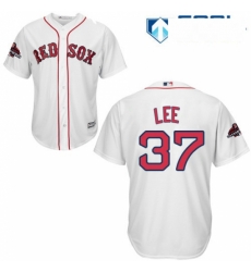 Womens Majestic Boston Red Sox 37 Bill Lee Authentic White Home 2018 World Series Champions MLB Jersey