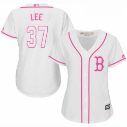 Womens Majestic Boston Red Sox 37 Bill Lee Replica White Fashion MLB Jersey