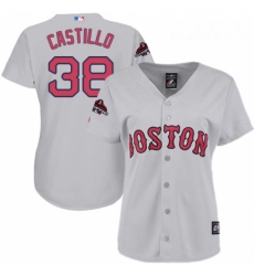 Womens Majestic Boston Red Sox 38 Rusney Castillo Authentic Grey Road 2018 World Series Champions MLB Jersey