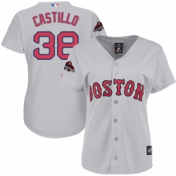 Womens Majestic Boston Red Sox 38 Rusney Castillo Authentic Grey Road 2018 World Series Champions MLB Jersey