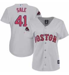 Womens Majestic Boston Red Sox 41 Chris Sale Authentic Grey Road 2018 World Series Champions MLB Jersey