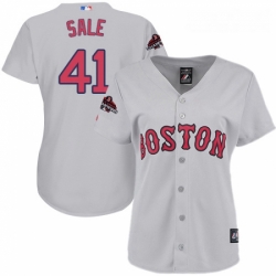 Womens Majestic Boston Red Sox 41 Chris Sale Authentic Grey Road 2018 World Series Champions MLB Jersey
