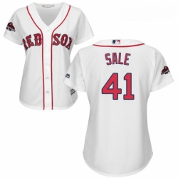Womens Majestic Boston Red Sox 41 Chris Sale Authentic White Home 2018 World Series Champions MLB Jersey
