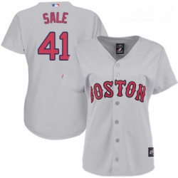 Womens Majestic Boston Red Sox 41 Chris Sale Replica Grey Road MLB Jersey