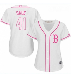 Womens Majestic Boston Red Sox 41 Chris Sale Replica White Fashion MLB Jersey