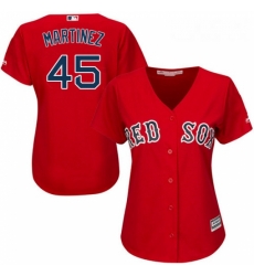 Womens Majestic Boston Red Sox 45 Pedro Martinez Replica Red Alternate Home MLB Jersey