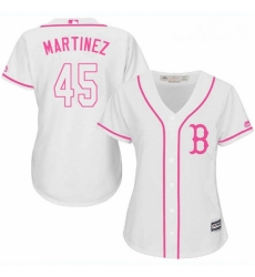 Womens Majestic Boston Red Sox 45 Pedro Martinez Replica White Fashion MLB Jersey