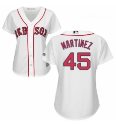 Womens Majestic Boston Red Sox 45 Pedro Martinez Replica White Home MLB Jersey