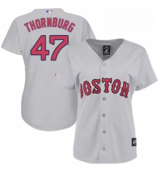 Womens Majestic Boston Red Sox 47 Tyler Thornburg Authentic Grey Road MLB Jersey
