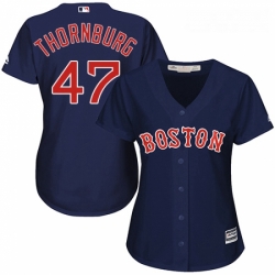 Womens Majestic Boston Red Sox 47 Tyler Thornburg Authentic Navy Blue Alternate Road MLB Jersey