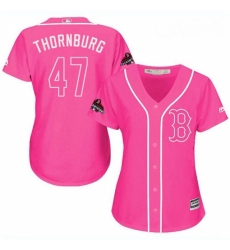 Womens Majestic Boston Red Sox 47 Tyler Thornburg Authentic Pink Fashion 2018 World Series Champions MLB Jersey