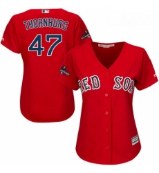 Womens Majestic Boston Red Sox 47 Tyler Thornburg Authentic Red Alternate Home 2018 World Series Champions MLB Jersey