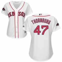 Womens Majestic Boston Red Sox 47 Tyler Thornburg Authentic White Home 2018 World Series Champions MLB Jersey