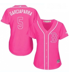 Womens Majestic Boston Red Sox 5 Nomar Garciaparra Authentic Pink Fashion MLB Jersey