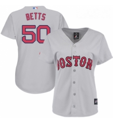 Womens Majestic Boston Red Sox 50 Mookie Betts Authentic Grey Road MLB Jersey
