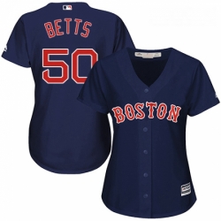 Womens Majestic Boston Red Sox 50 Mookie Betts Authentic Navy Blue Alternate Road MLB Jersey