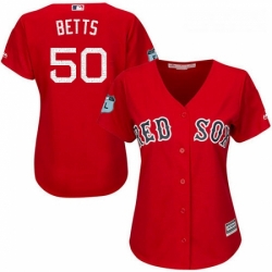 Womens Majestic Boston Red Sox 50 Mookie Betts Authentic Scarlet 2017 Spring Training Cool Base MLB Jersey