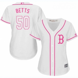 Womens Majestic Boston Red Sox 50 Mookie Betts Replica White Fashion MLB Jersey