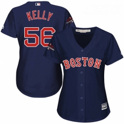 Womens Majestic Boston Red Sox 56 Joe Kelly Authentic Navy Blue Alternate Road 2018 World Series Champions MLB Jersey