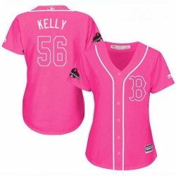Womens Majestic Boston Red Sox 56 Joe Kelly Authentic Pink Fashion 2018 World Series Champions MLB Jersey