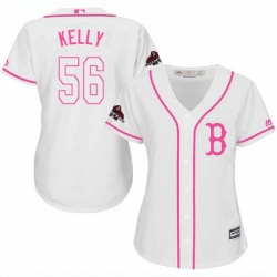 Womens Majestic Boston Red Sox 56 Joe Kelly Authentic White Fashion 2018 World Series Champions MLB Jersey